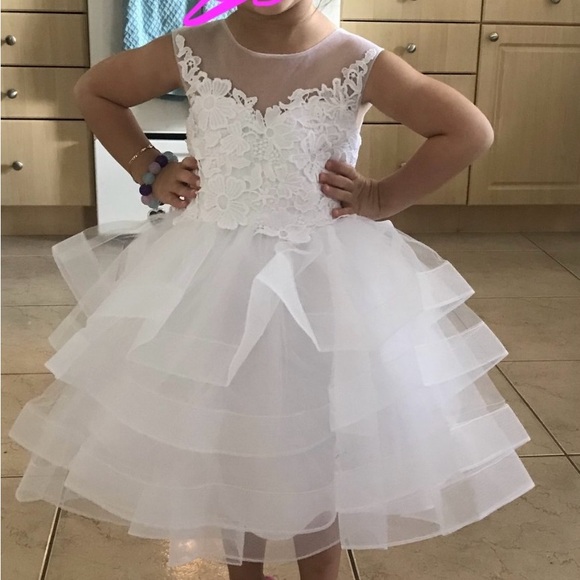 White tulle Flower Girl Lace Dress 3T - Picture 2 of 9